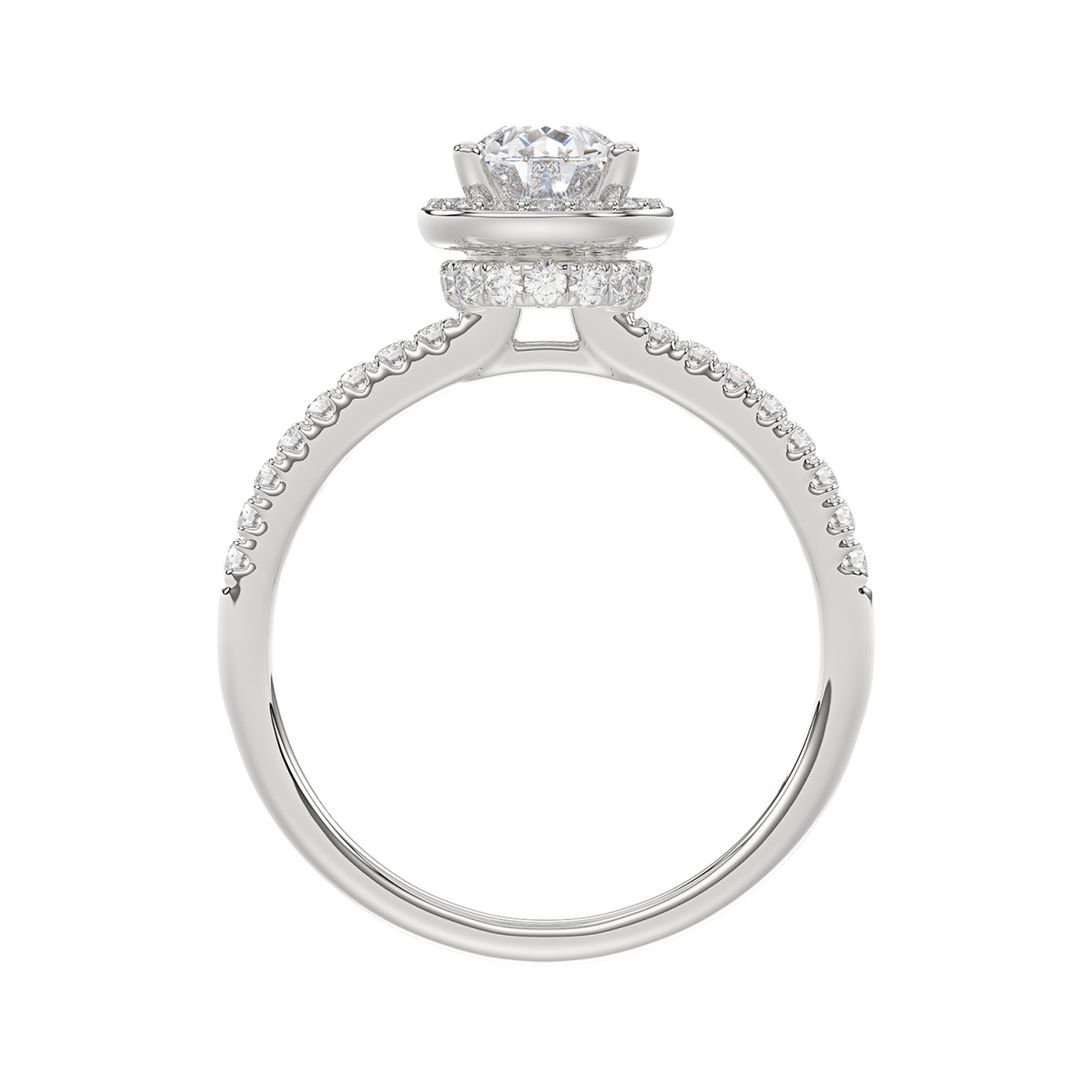 14K WHITE GOLD 1 1/4CT ROUND/PEAR DIAMOND LADIES BRIDAL SET(CENTER STONE PEAR DIAMOND 3/4CT)