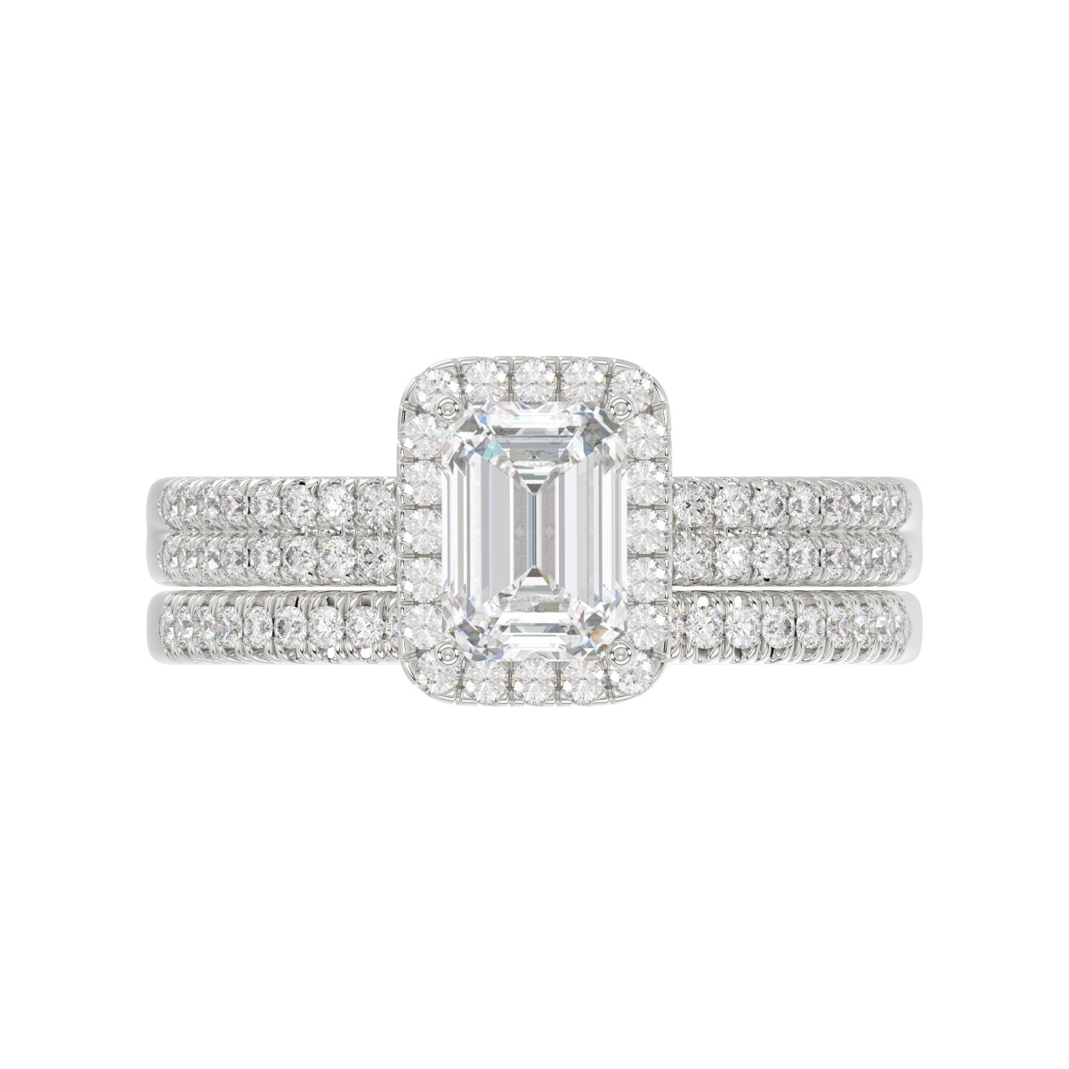 14K WHITE GOLD 1/2CT ROUND DIAMOND LADIES SEMI MOUNT BRIDAL SET(CENTER STONE MOUNT EMERALD DIAMOND 1CT