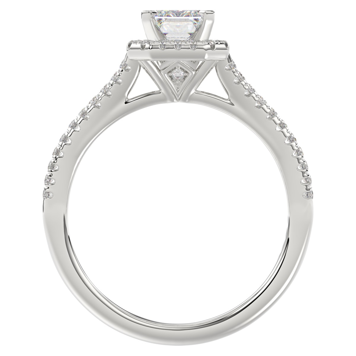 14K WHITE GOLD 1/2CT ROUND/EMERALD DIAMOND LADIES SEMI MOUNT BRIDAL SET(CENTER STONE MOUNT EMERALD DIAMOND 1CT)