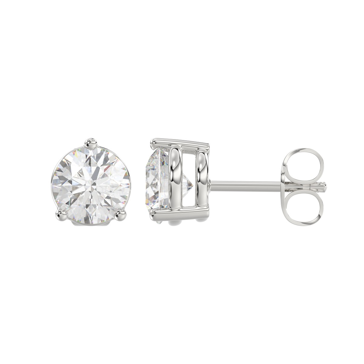14K WHITE GOLD 1/4CT ROUND DIAMOND LADIES SOLITAIRE EARRINGS 