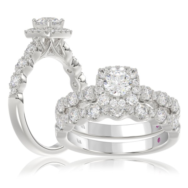 14K WHITE GOLD 1 1/3CT ROUND DIAMOND LADIES BRIDAL...