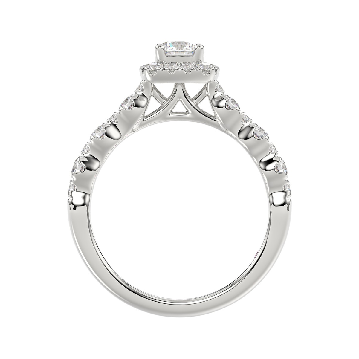 14K WHITE GOLD 1 1/3CT ROUND DIAMOND LADIES BRIDAL SET(CENTER STONE ROUND DIAMOND 3/8CT)