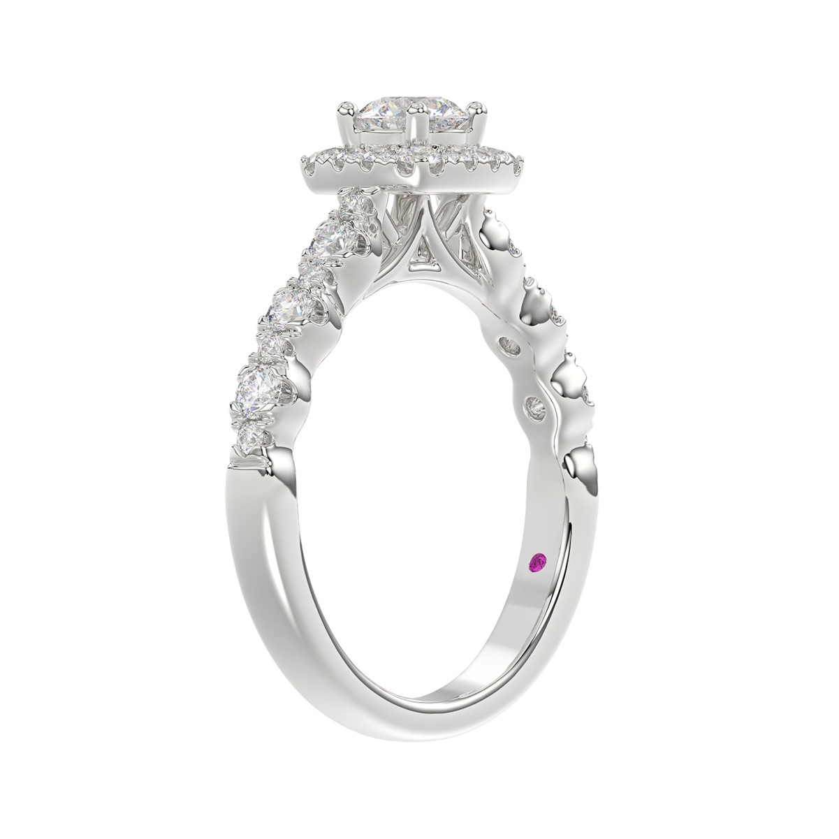 14K WHITE GOLD 1 1/3CT ROUND DIAMOND LADIES BRIDAL SET(CENTER STONE ROUND DIAMOND 3/8CT)