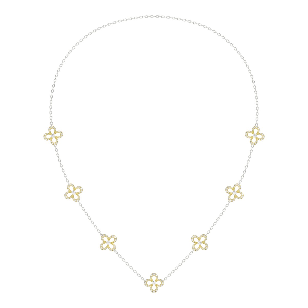 14K WHITE GOLD/YELLOW GOLD 1 1/2CT ROUND DIAMOND LADIES NECKLACE