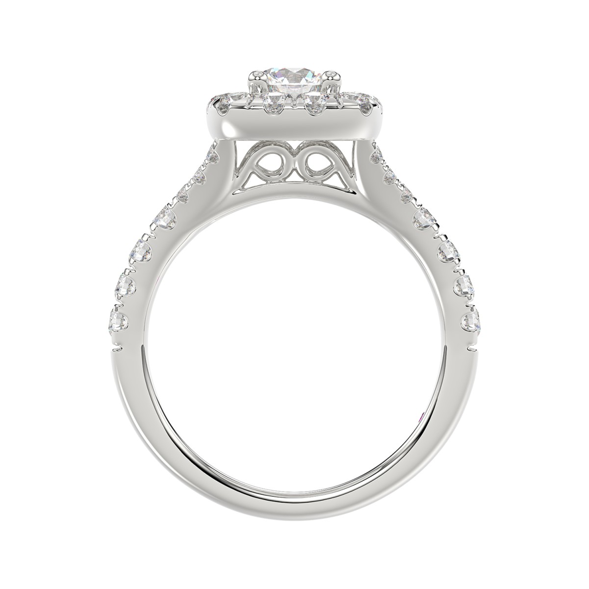 14K WHITE GOLD 2CT ROUND DIAMOND LADIES BRIDAL SET(CENTER STONE ROUND DIAMOND 3/4CT)