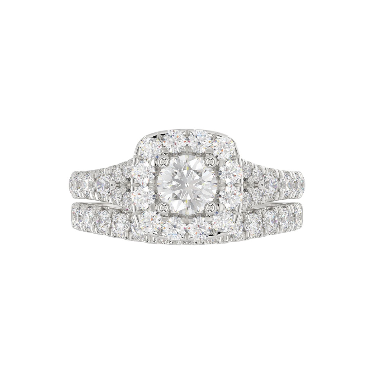 14K WHITE GOLD 2CT ROUND DIAMOND LADIES BRIDAL SET(CENTER STONE ROUND DIAMOND 3/4CT)