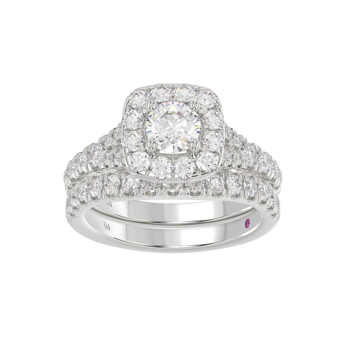 14K WHITE GOLD 2CT ROUND DIAMOND LADIES BRIDAL SET(CENTER STONE ROUND DIAMOND 3/4CT)