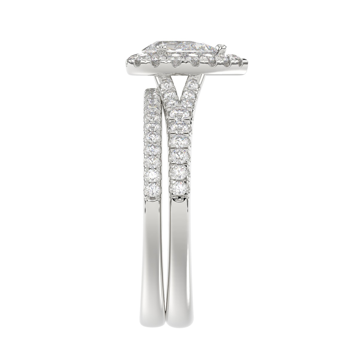 14K WHITE GOLD 1CT ROUND/PEAR DIAMOND LADIES BRIDAL SET(CENTER STONE PEAR DIAMOND 1/2CT) 14K WHITE GOLD 1CT ROUND/PEAR DIAMOND LADIES BRIDAL SET(CENTER STONE PEAR DIAMOND 1/2CT)