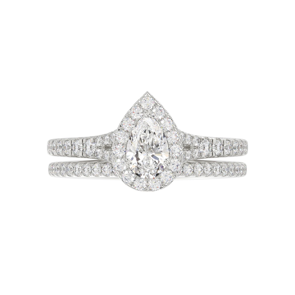 14K WHITE GOLD 1CT ROUND/PEAR DIAMOND LADIES BRIDAL SET(CENTER STONE PEAR DIAMOND 1/2CT) 14K WHITE GOLD 1CT ROUND/PEAR DIAMOND LADIES BRIDAL SET(CENTER STONE PEAR DIAMOND 1/2CT)