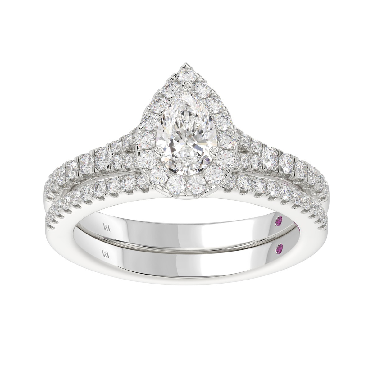 14K WHITE GOLD 1CT ROUND/PEAR DIAMOND LADIES BRIDAL SET(CENTER STONE PEAR DIAMOND 1/2CT) 14K WHITE GOLD 1CT ROUND/PEAR DIAMOND LADIES BRIDAL SET(CENTER STONE PEAR DIAMOND 1/2CT)