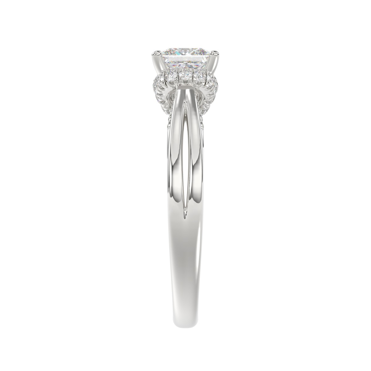 14K WHITE GOLD 1CT ROUND/PRINCESS DIAMOND LADIES FASHION RING( CENTER STONE PRINCESS DIAMOND 3/4 CT) 14K WHITE GOLD 1CT ROUND/PRINCESS DIAMOND LADIES FASHION RING( CENTER STONE PRINCESS DIAMOND 3/4 CT)