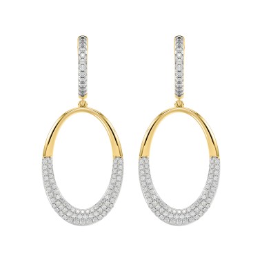 14K YELLOW GOLD 1CT ROUND DIAMOND LADIES HOOPS EARRINGS