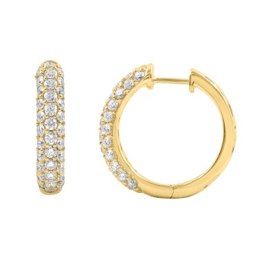 14K YELLOW GOLD 2CT ROUND DIAMOND LADIES EARRINGS
