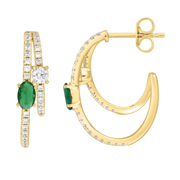 14K YELLOW GOLD 2CT ROUND/OVAL DIAMOND LADIES EARR...