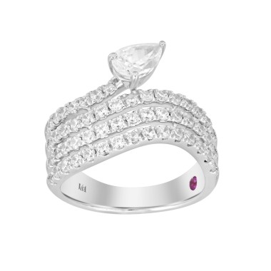 14K WHITE GOLD 1 1/2CT ROUND/PEAR DIAMOND LADIES FASHION RING( CENTER STONE PEAR DIAMOND 1/2 CT)