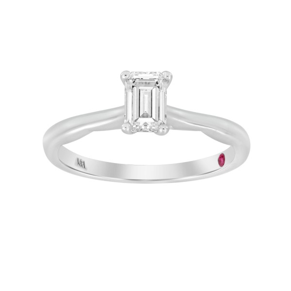 14K WHITE GOLD 7/8CT ROUND/EMERALD DIAMOND LADIES ...