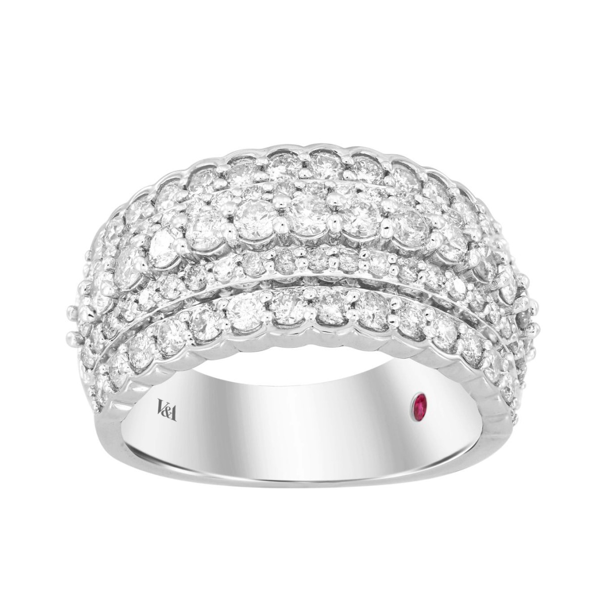 14K WHITE GOLD 1 7/8CT ROUND DIAMOND LADIES FASHION RING