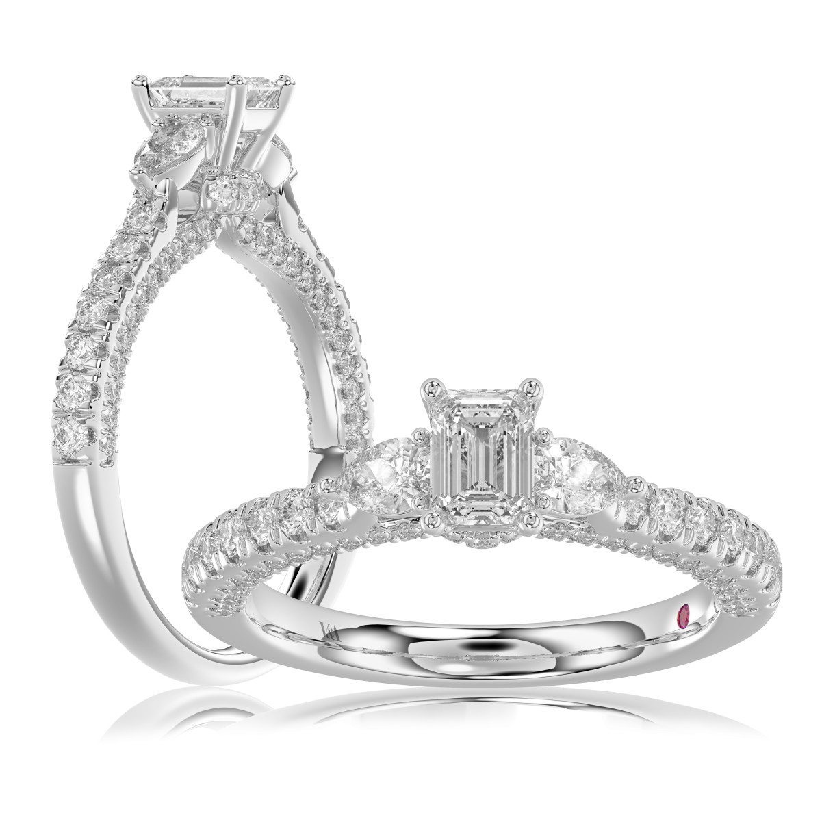 14K WHITE GOLD 1 1/3CT ROUND/PEAR/EMERALD DIAMOND LADIES RING 14K WHITE GOLD 1 1/3CT ROUND/PEAR/EMERALD DIAMOND LADIES RING