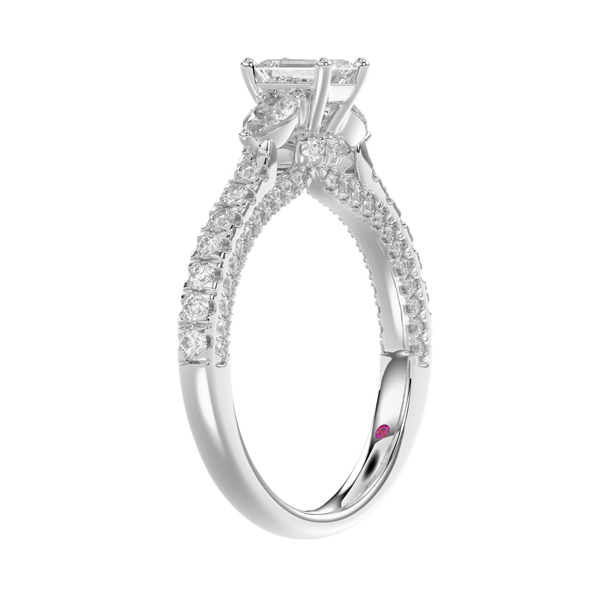 14K WHITE GOLD 1 1/3CT ROUND/PEAR/EMERALD DIAMOND LADIES RING 14K WHITE GOLD 1 1/3CT ROUND/PEAR/EMERALD DIAMOND LADIES RING