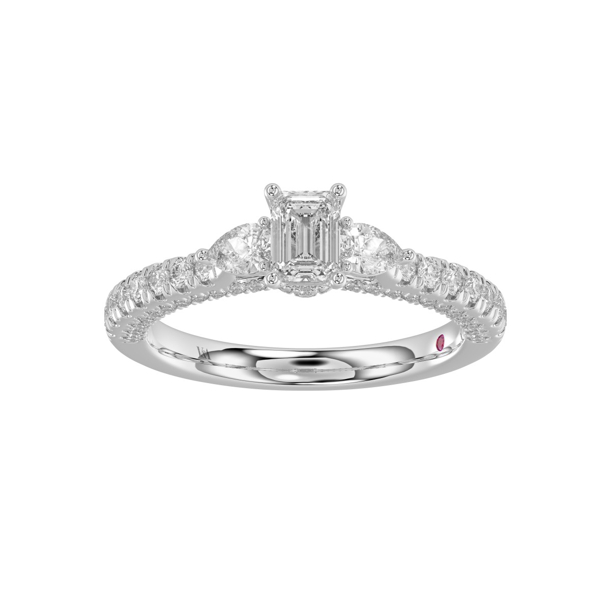 14K WHITE GOLD 1 1/3CT ROUND/PEAR/EMERALD DIAMOND LADIES RING 14K WHITE GOLD 1 1/3CT ROUND/PEAR/EMERALD DIAMOND LADIES RING
