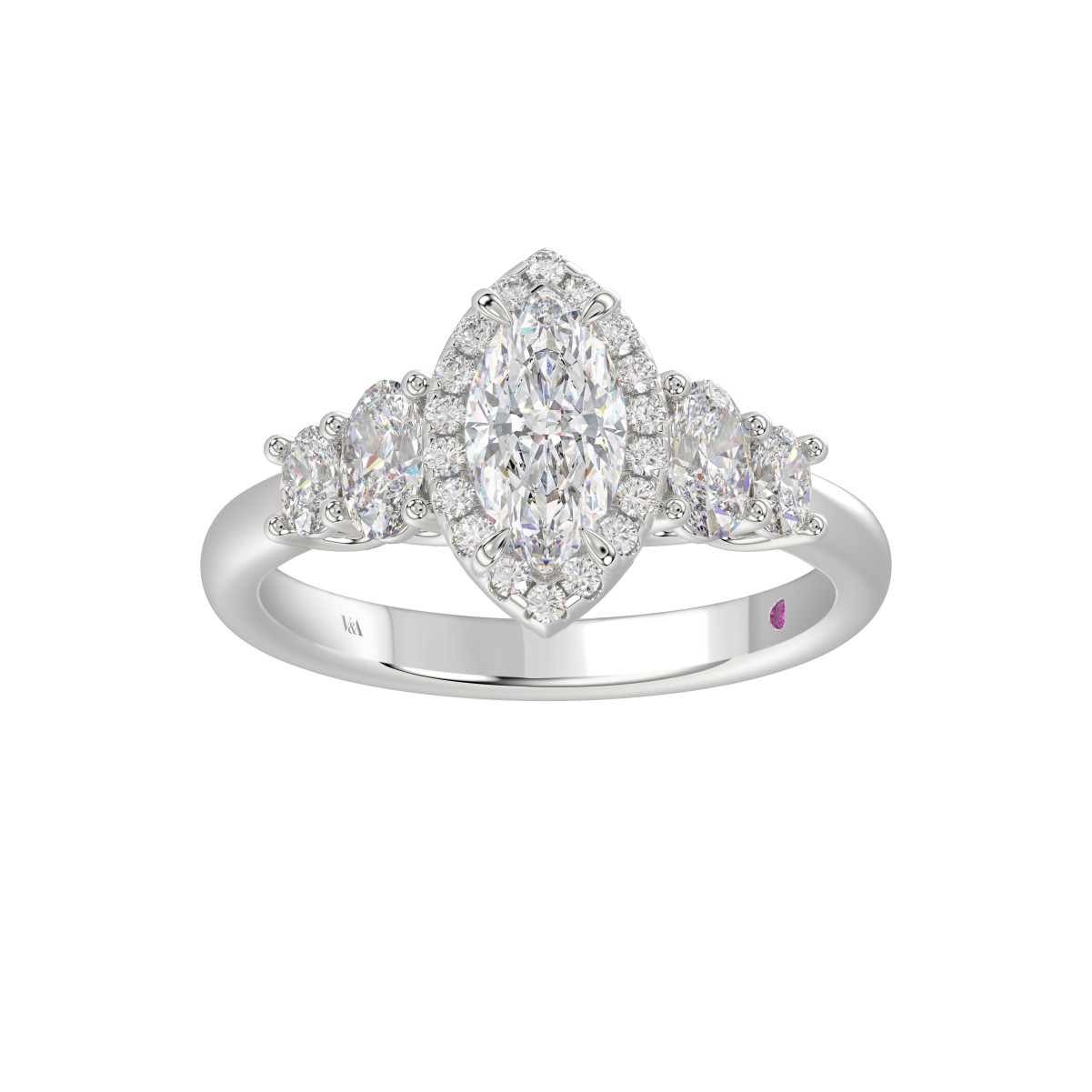 14K WHITE GOLD 1 1/2CT ROUND/OVAL/MARQUISE DIAMOND LADIES RING( CENTER STONE MARQUISE DIAMOND 3/4CT / SIDE STONE OVAL DIAMOND 1/2 CT) 14K WHITE GOLD 1 1/2CT ROUND/OVAL/MARQUISE DIAMOND LADIES RING( CENTER STONE MARQUISE DIAMOND 3/4CT / SIDE STONE OVAL DIAMOND 1/2 CT)