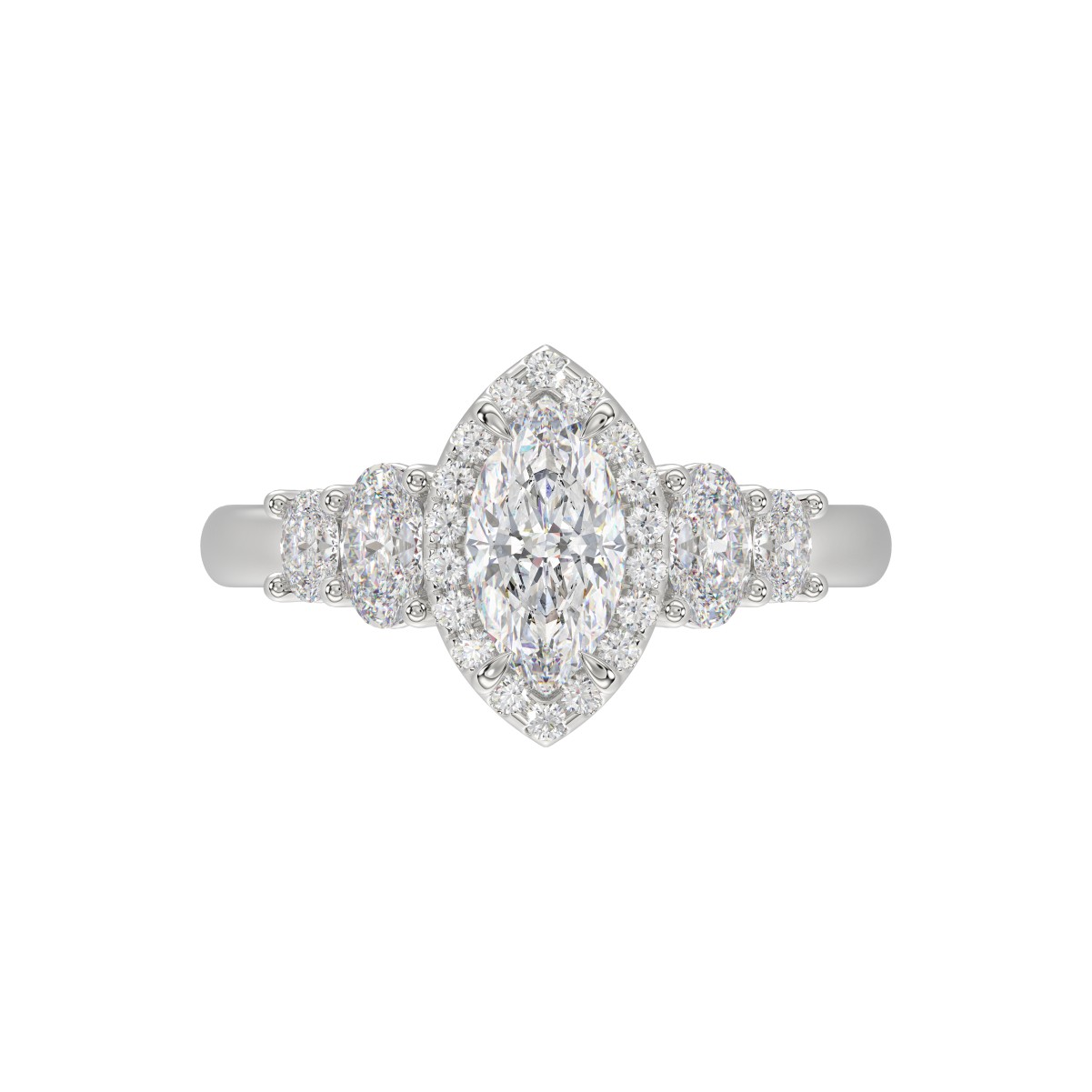 14K WHITE GOLD 1 1/2CT ROUND/OVAL/MARQUISE DIAMOND LADIES RING( CENTER STONE MARQUISE DIAMOND 3/4CT / SIDE STONE OVAL DIAMOND 1/2 CT) 14K WHITE GOLD 1 1/2CT ROUND/OVAL/MARQUISE DIAMOND LADIES RING( CENTER STONE MARQUISE DIAMOND 3/4CT / SIDE STONE OVAL DIAMOND 1/2 CT)