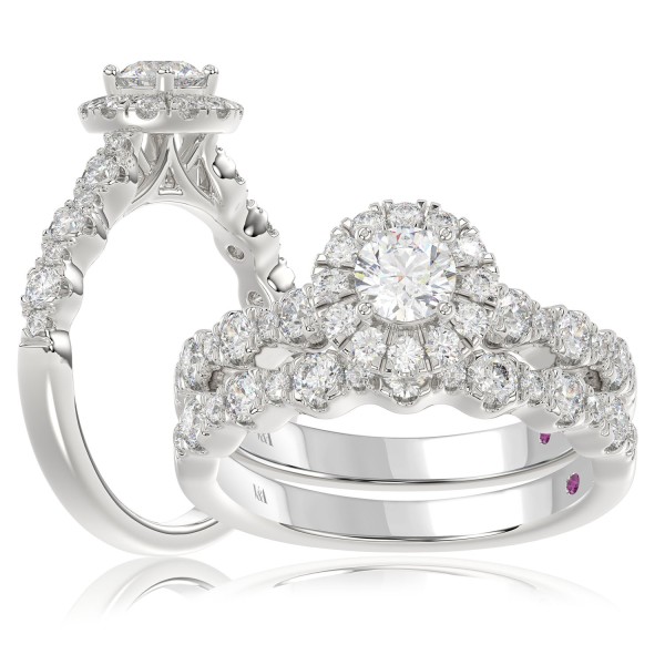 14K WHITE GOLD 1 1/2CT ROUND DIAMOND LADIES BRIDAL...