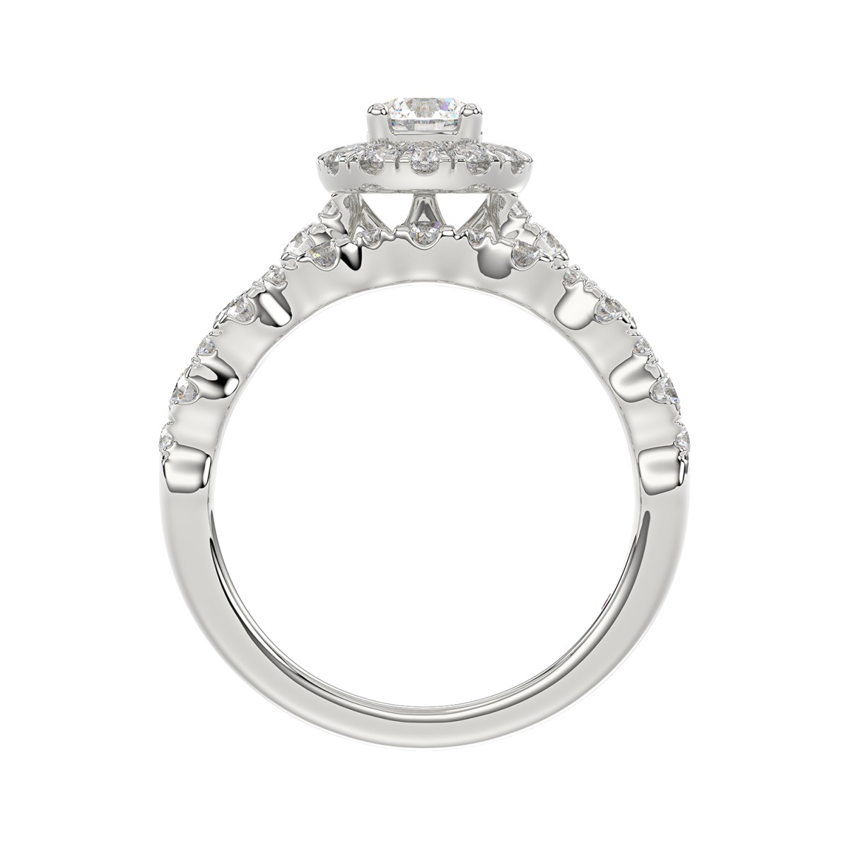 14K WHITE GOLD 1 1/2CT ROUND DIAMOND LADIES BRIDAL SET(CENTER STONE ROUND DIAMOND 3/8CT)