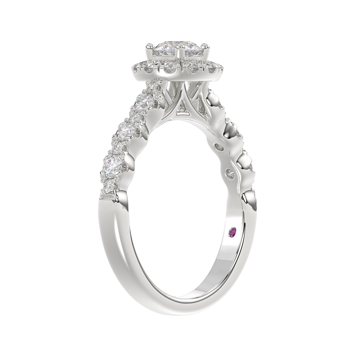 14K WHITE GOLD 1 1/2CT ROUND DIAMOND LADIES BRIDAL SET(CENTER STONE ROUND DIAMOND 3/8CT)