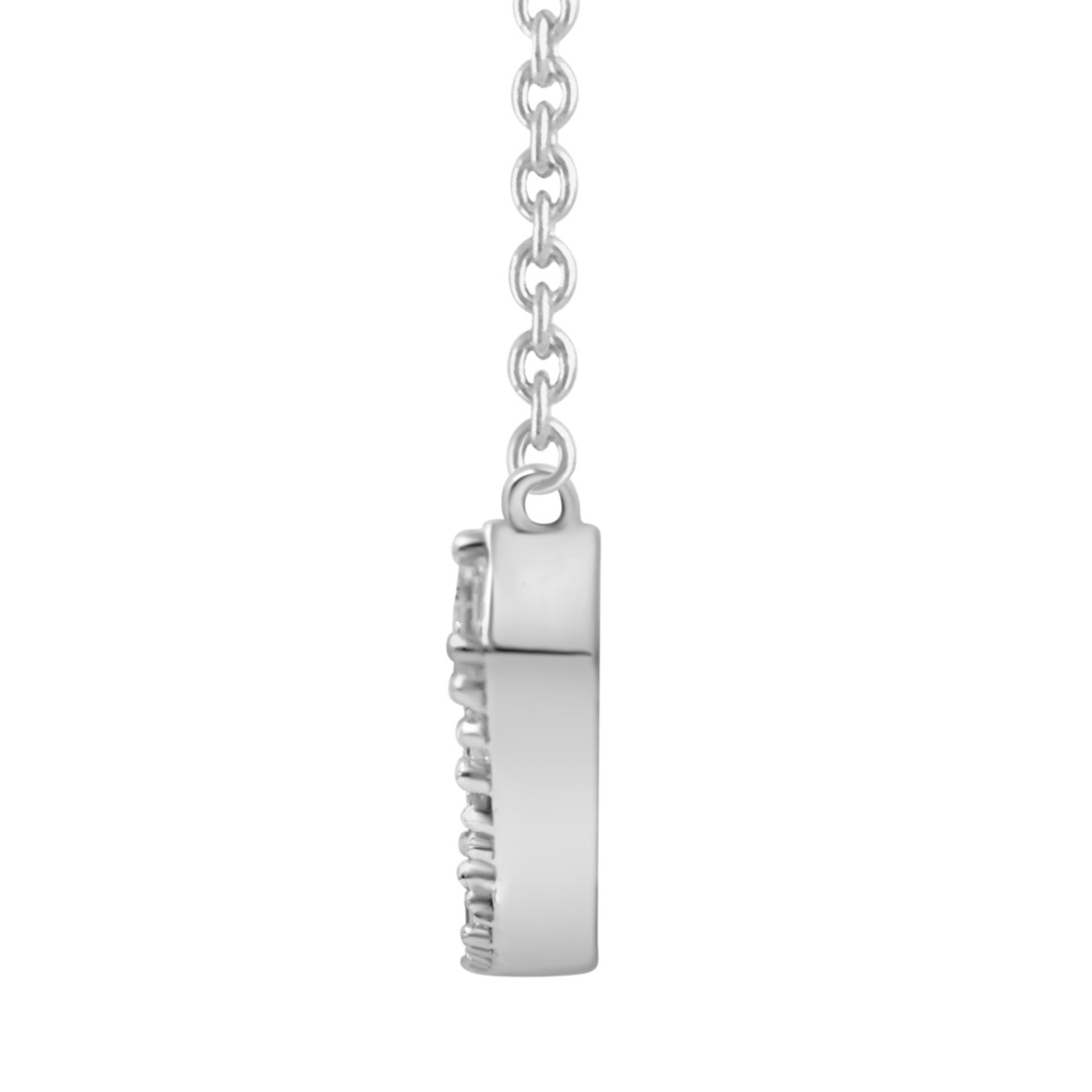 14K WHITE GOLD 1/2CT ROUND/BAGUETTE DIAMOND LADIES NECKLACE
