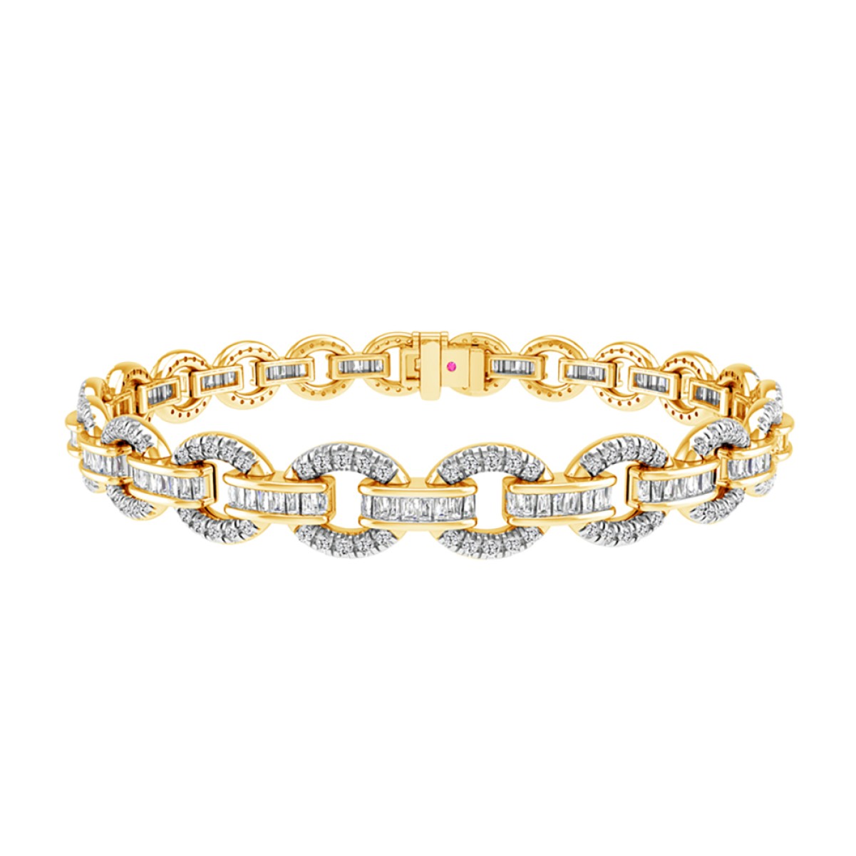 14K  2 1/2CT YELLOW GOLD ROUND/BAGUETTE DIAMOND LADIES BRACELET