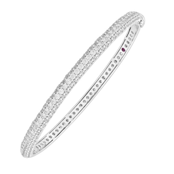 14K WHITE GOLD 3CT ROUND DIAMOND LADIES BANGLE ...