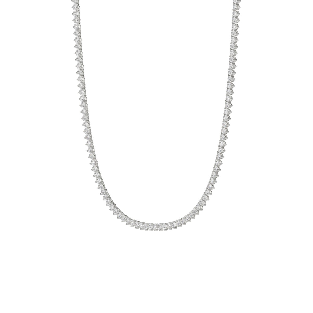 14K WHITE GOLD 8CT ROUND DIAMOND LADIES TENNIES NECKLACE