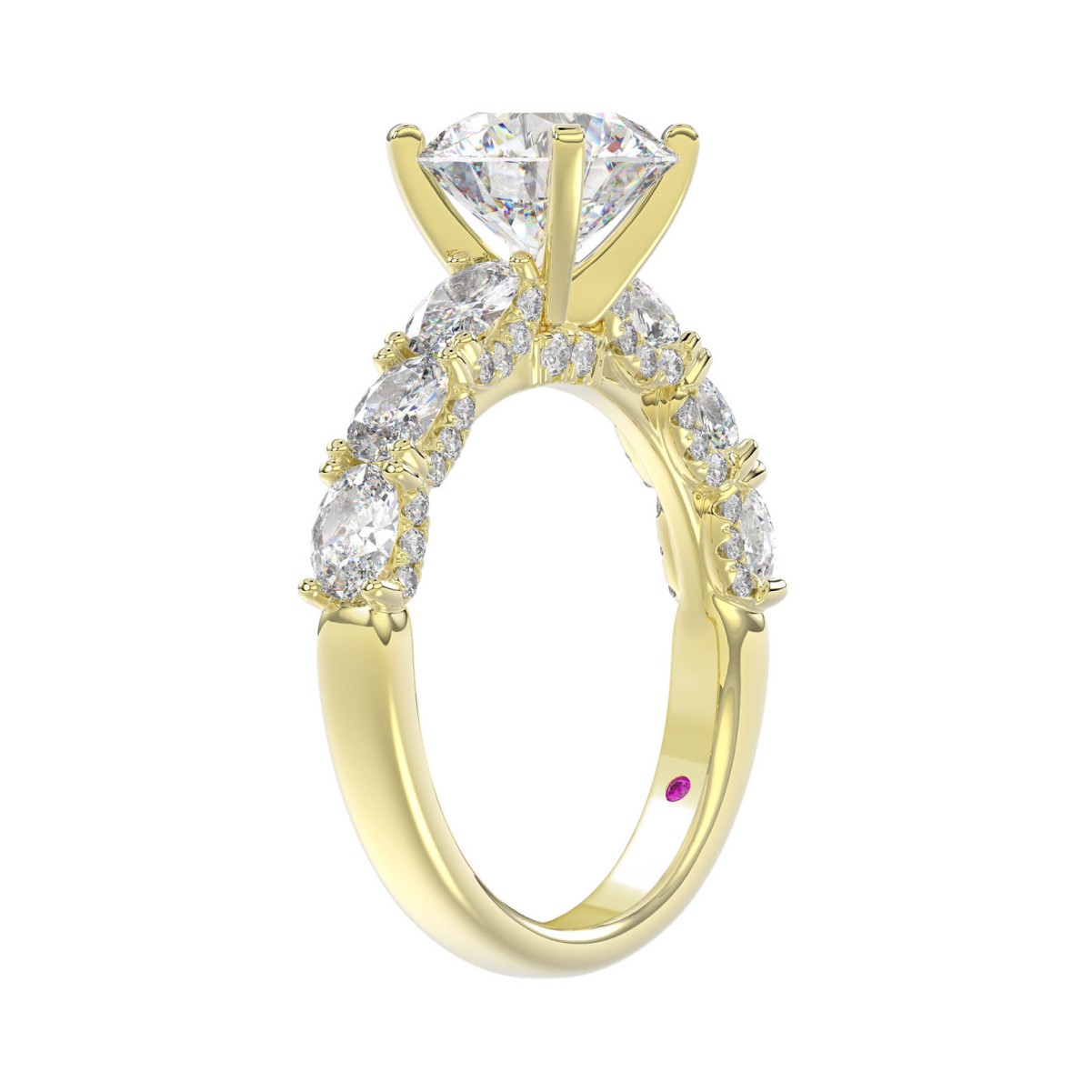 18K YELLOW GOLD 3 1/2CT ROUND/OVAL DIAMOND LADIES RING(CENTER STONE ROUND DIAMOND 2CT/OVAL DIAMOND 1/2CT) 18K YELLOW GOLD 3 1/2CT ROUND/OVAL DIAMOND LADIES RING(CENTER STONE ROUND DIAMOND 2CT/OVAL DIAMOND 1/2CT)