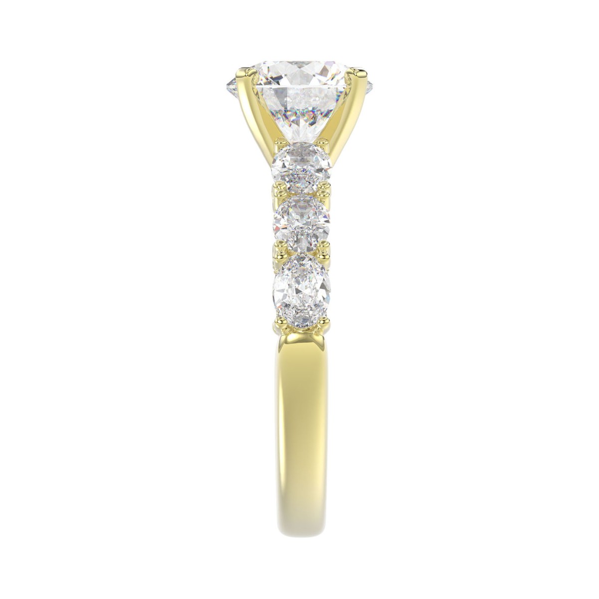 18K YELLOW GOLD 3 1/2CT ROUND/OVAL DIAMOND LADIES RING(CENTER STONE ROUND DIAMOND 2CT/OVAL DIAMOND 1/2CT) 18K YELLOW GOLD 3 1/2CT ROUND/OVAL DIAMOND LADIES RING(CENTER STONE ROUND DIAMOND 2CT/OVAL DIAMOND 1/2CT)