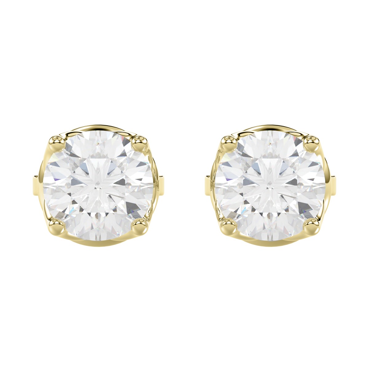14K YELLOW GOLD 3/4CT ROUND DIAMOND LADIES EARRINGS