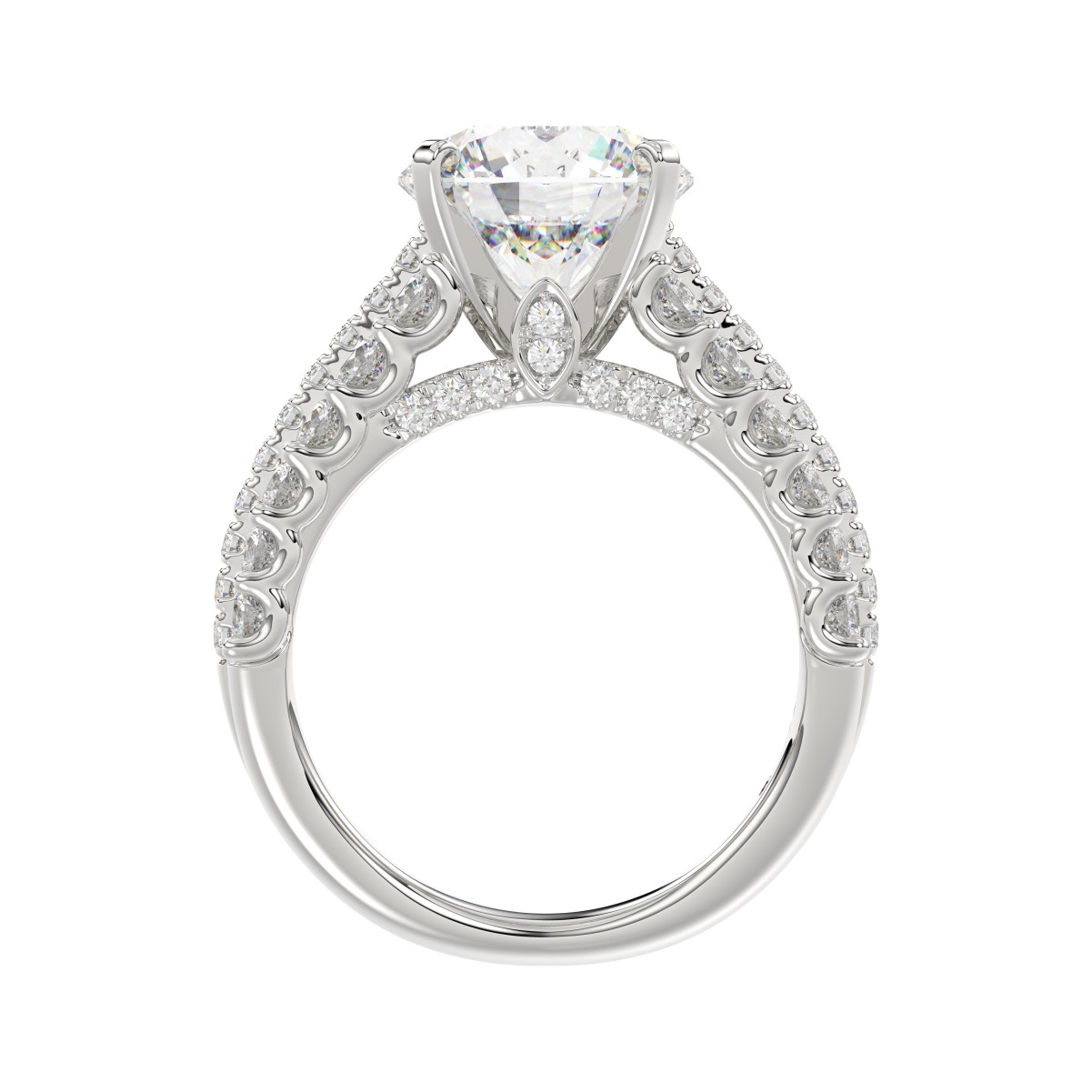 18K WHITE GOLD 1 1/3CT ROUND DIAMOND LADIES SEMI MOUNT RING(CENTER STONE MOUNT ROUND DIAMOND 3CT)