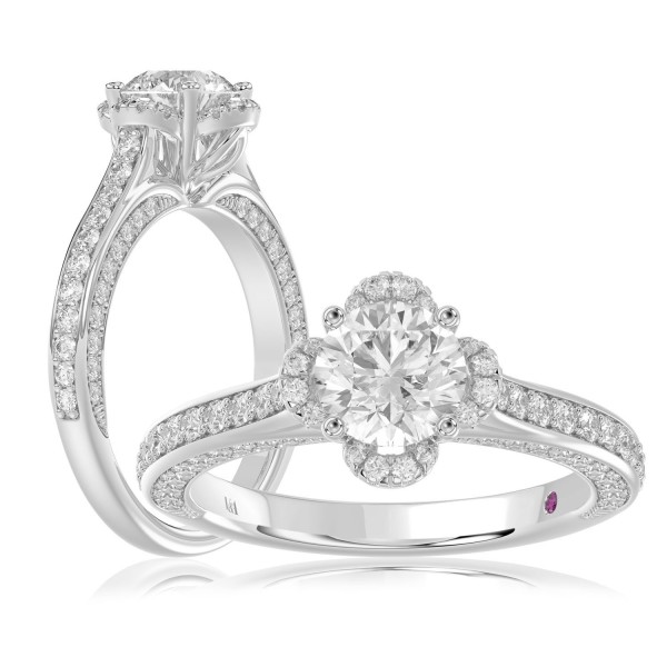 14K WHITE GOLD 1/2CT ROUND DIAMOND LADIES SEMI MOU...