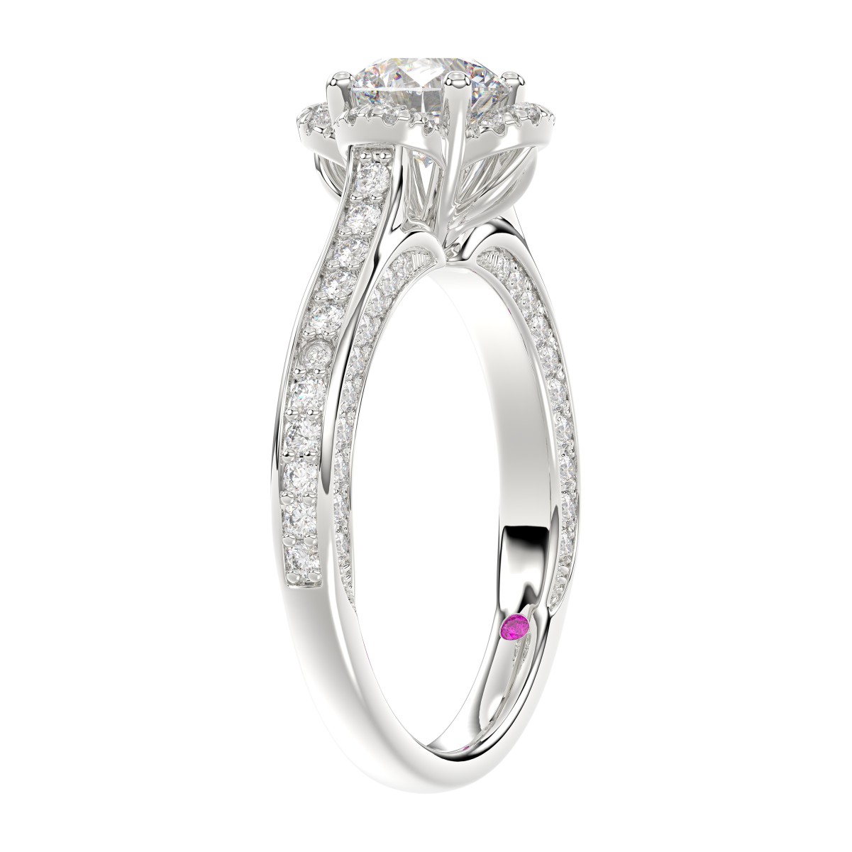 14K WHITE GOLD 1/2CT ROUND DIAMOND LADIES SEMI MOUNT RING (CENTER STONE ROUND DIAMOND 1CT) 14K WHITE GOLD 1/2CT ROUND DIAMOND LADIES SEMI MOUNT RING (CENTER STONE ROUND DIAMOND 1CT)