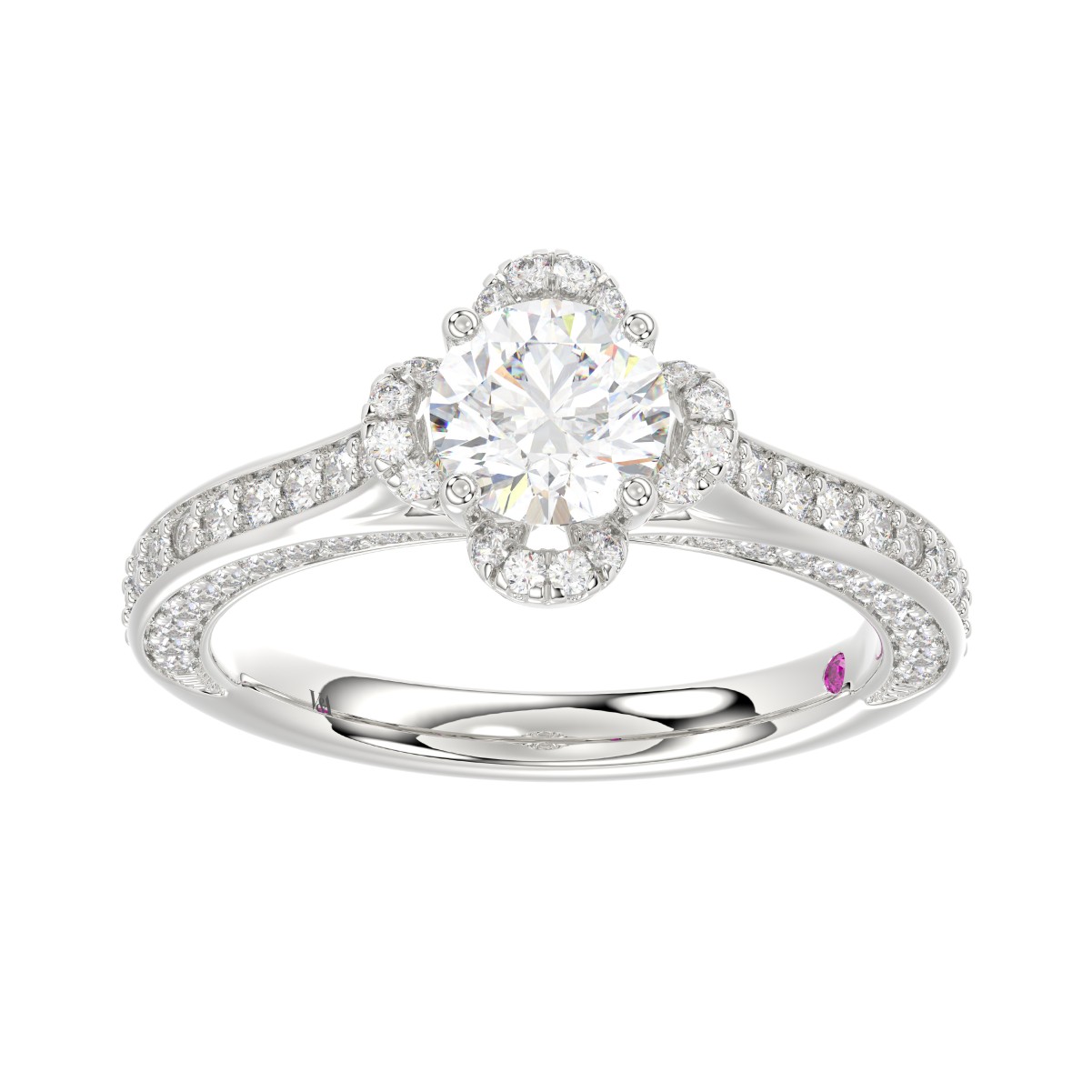 14K WHITE GOLD 1/2CT ROUND DIAMOND LADIES SEMI MOUNT RING (CENTER STONE ROUND DIAMOND 1CT) 14K WHITE GOLD 1/2CT ROUND DIAMOND LADIES SEMI MOUNT RING (CENTER STONE ROUND DIAMOND 1CT)