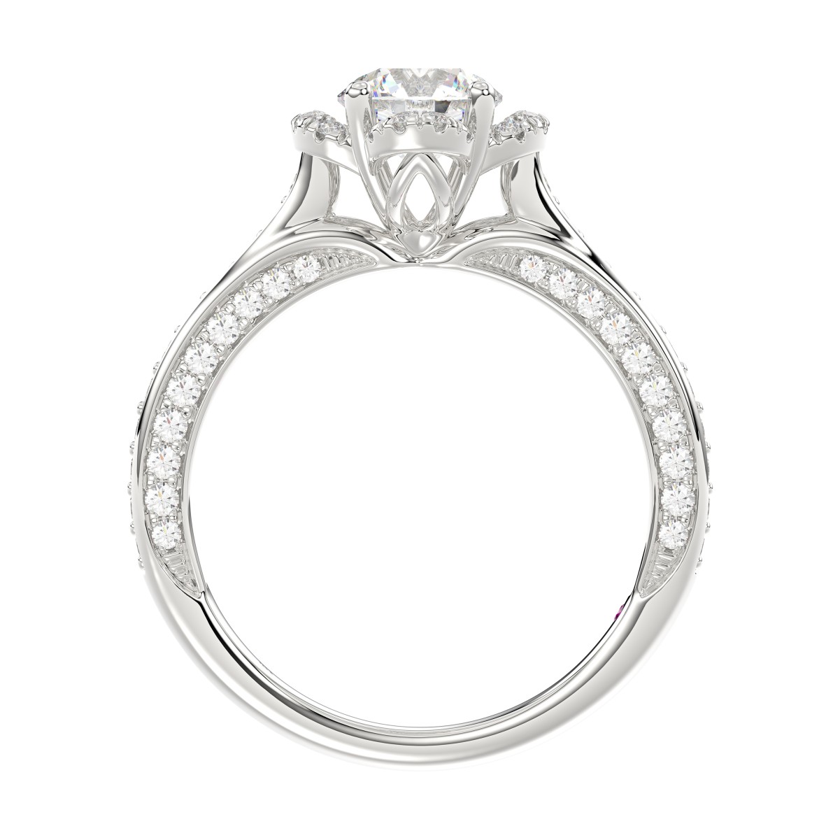14K WHITE GOLD 1/2CT ROUND DIAMOND LADIES SEMI MOUNT RING (CENTER STONE ROUND DIAMOND 1CT) 14K WHITE GOLD 1/2CT ROUND DIAMOND LADIES SEMI MOUNT RING (CENTER STONE ROUND DIAMOND 1CT)