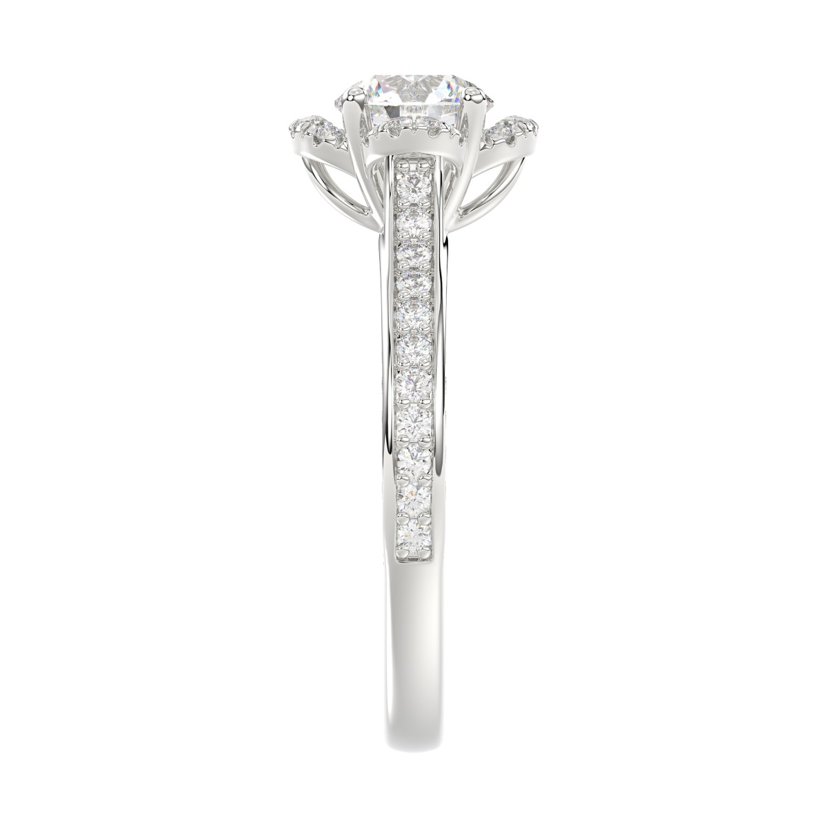 14K WHITE GOLD 1/2CT ROUND DIAMOND LADIES SEMI MOUNT RING (CENTER STONE ROUND DIAMOND 1CT) 14K WHITE GOLD 1/2CT ROUND DIAMOND LADIES SEMI MOUNT RING (CENTER STONE ROUND DIAMOND 1CT)