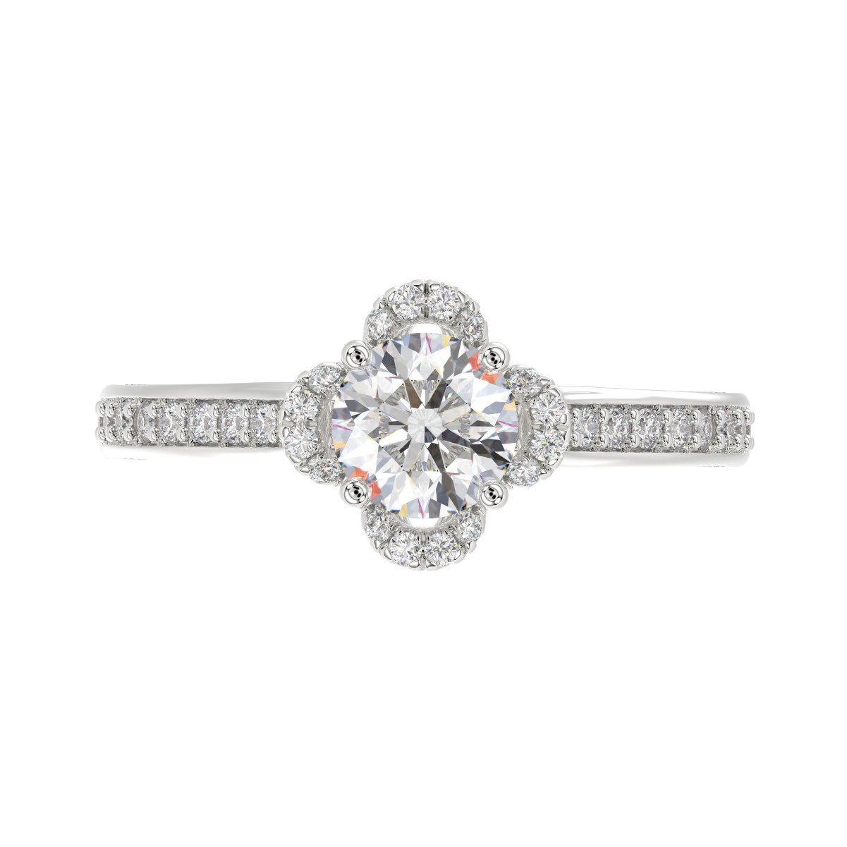 14K WHITE GOLD 1/2CT ROUND DIAMOND LADIES SEMI MOUNT RING (CENTER STONE ROUND DIAMOND 1CT) 14K WHITE GOLD 1/2CT ROUND DIAMOND LADIES SEMI MOUNT RING (CENTER STONE ROUND DIAMOND 1CT)