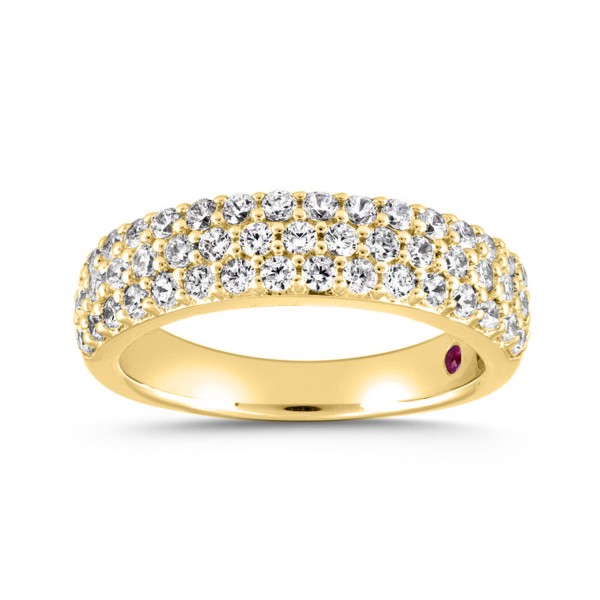 14K YELLOW GOLD 1CT ROUND DIAMOND LADIES BAND ...