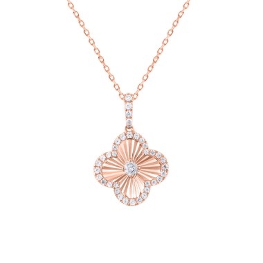18K ROSE GOLD 1/2CT ROUND DIAMOND LADIES PENDANT WITH CHAIN 