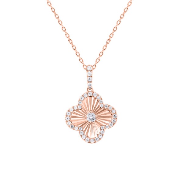 18K ROSE GOLD 1/2CT ROUND DIAMOND LADIES PENDANT W...