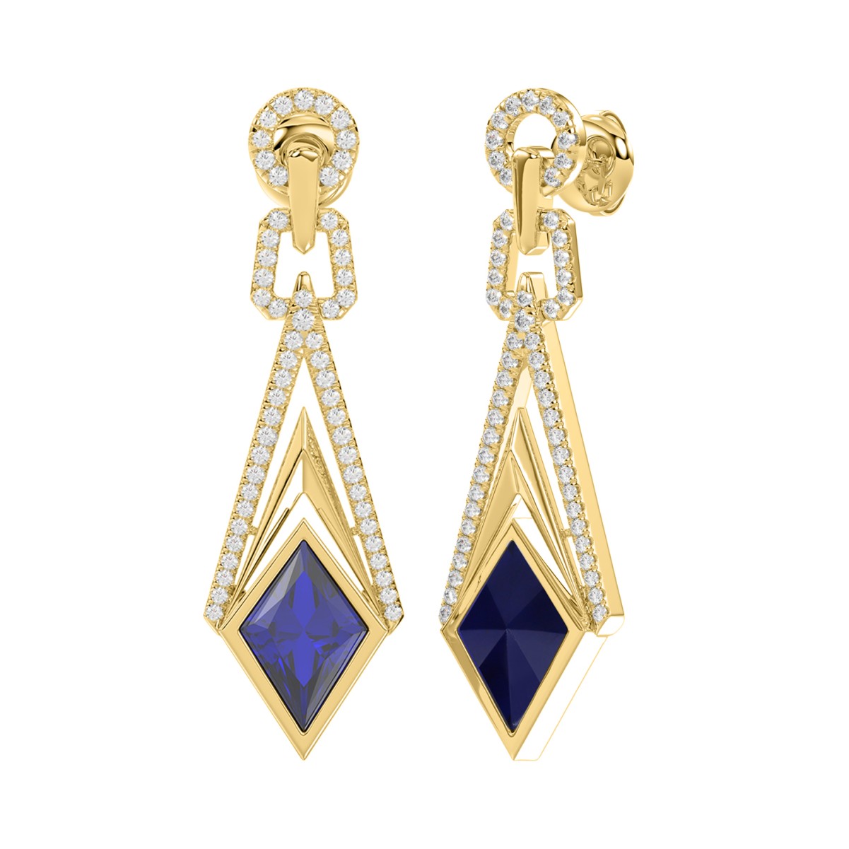 18K YELLOW GOLD 5CT ROUND/ONYX DIAMOND LADIES EARRINGS(COLOR STONE ONYX DIAMOND 4 1/2CT)