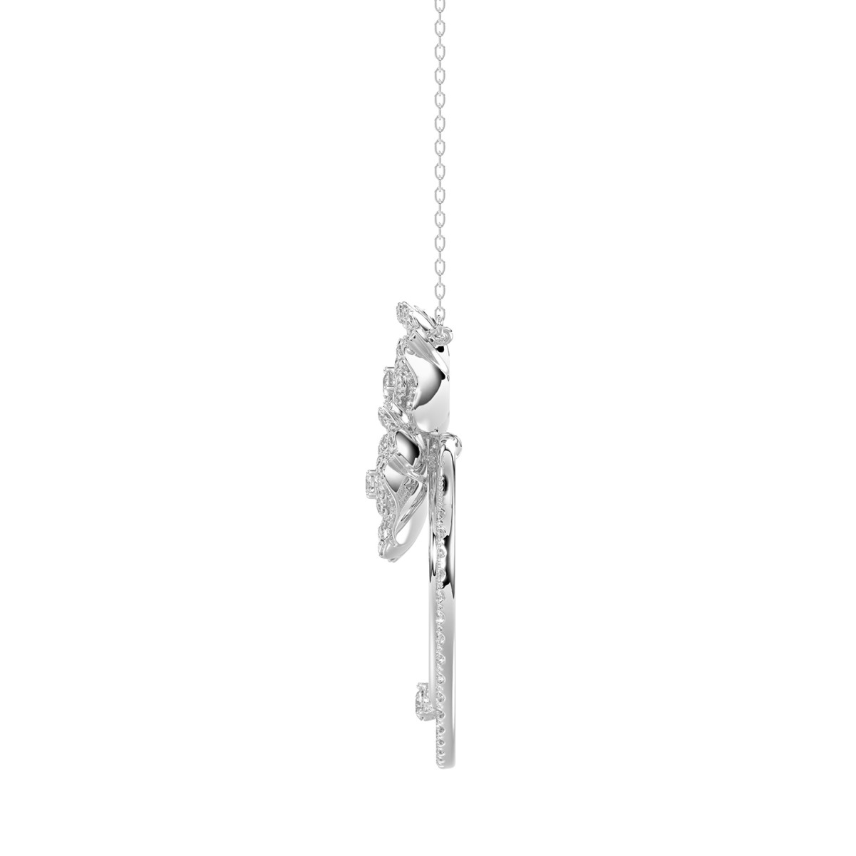 18K WHITE GOLD 3/4CT ROUND DIAMOND LADIES PENDANT WITH CHAIN  