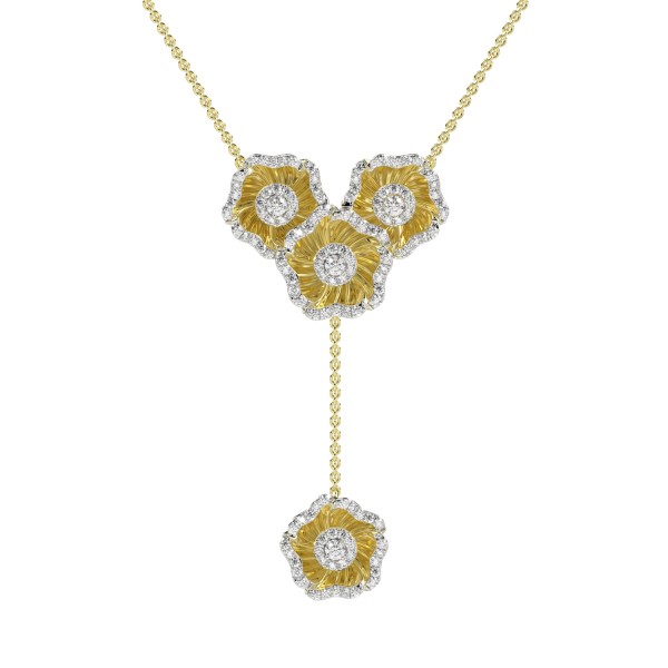 18K YELLOW GOLD 5/8CT ROUND DIAMOND LADIES NECKLAC...