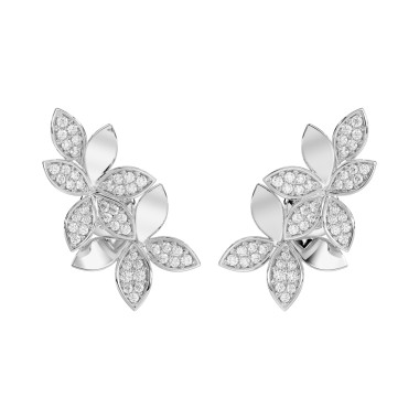 18K WHITE GOLD 3/4CT ROUND DIAMOND LADIES EARRINGS 
